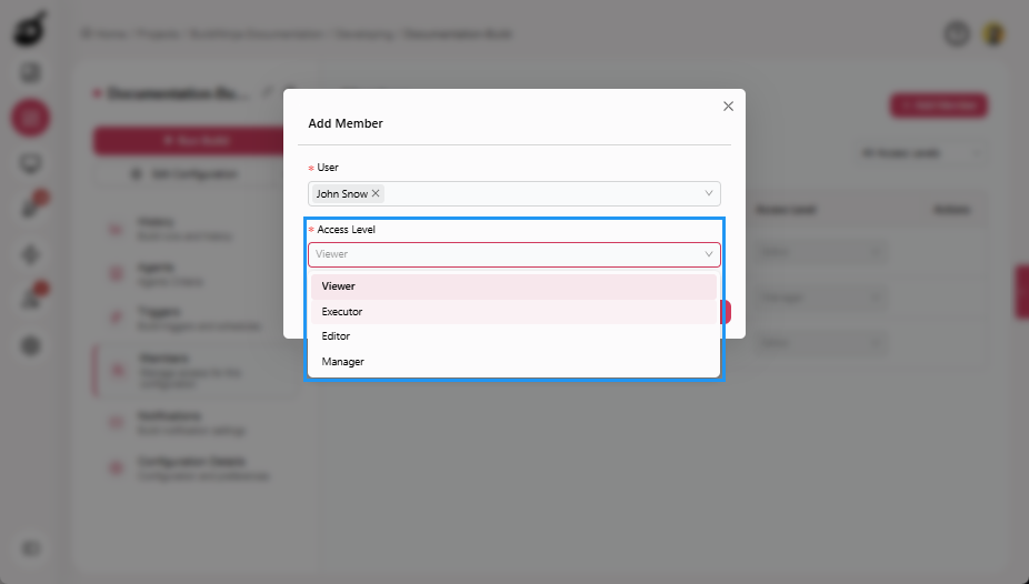 build-configuration-member-tab-add-member-popup-acess-level