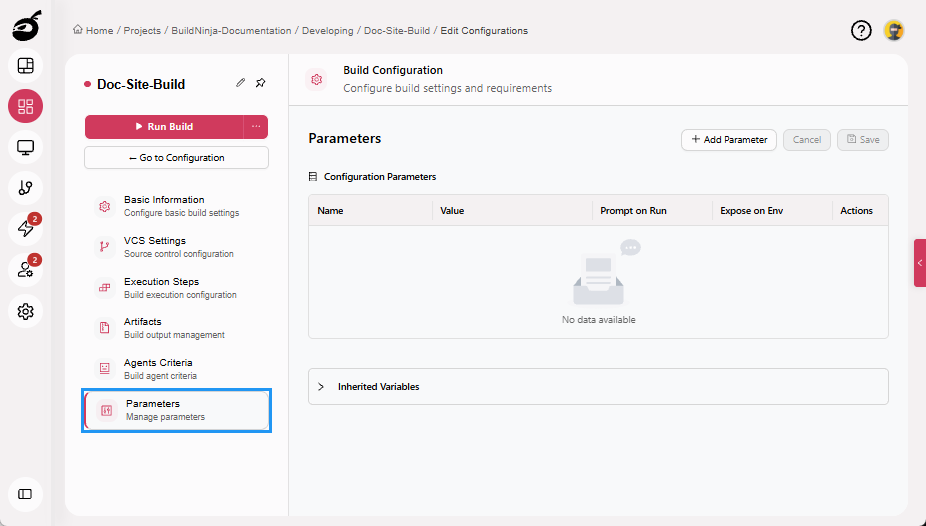 build-configuration-parameters-tab