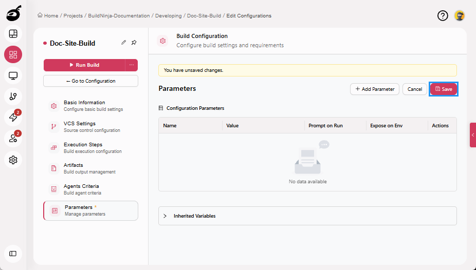 build-configuration-parameters-tab-delete-save-button