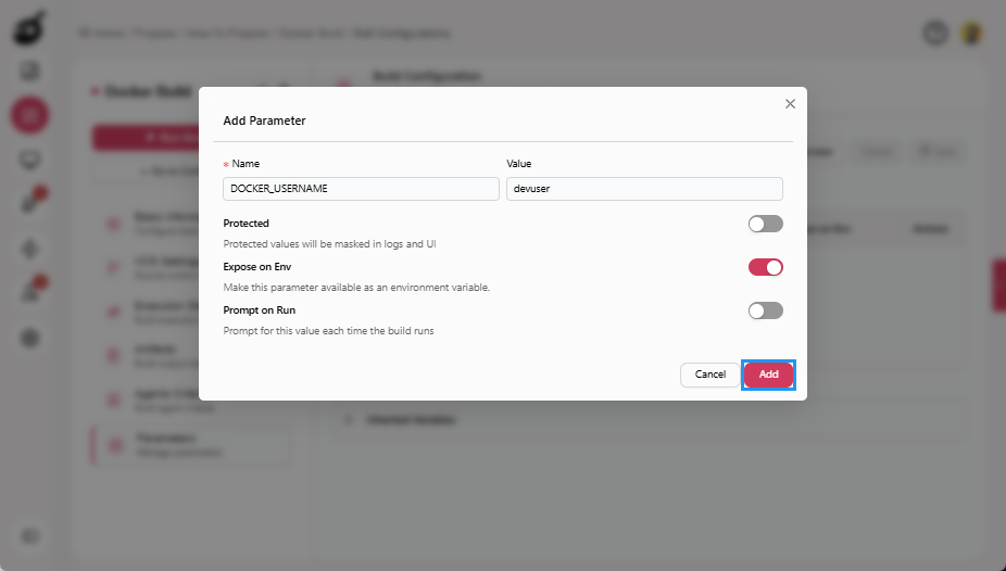how-to-docker-add-paramter-add-button