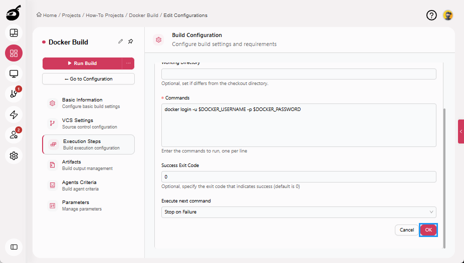how-to-docker-auth-add-execution-step-ok-button