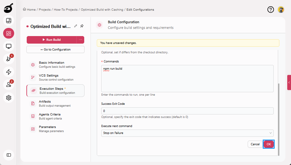 how-to-speedup-build-add-execution-step-ok-button