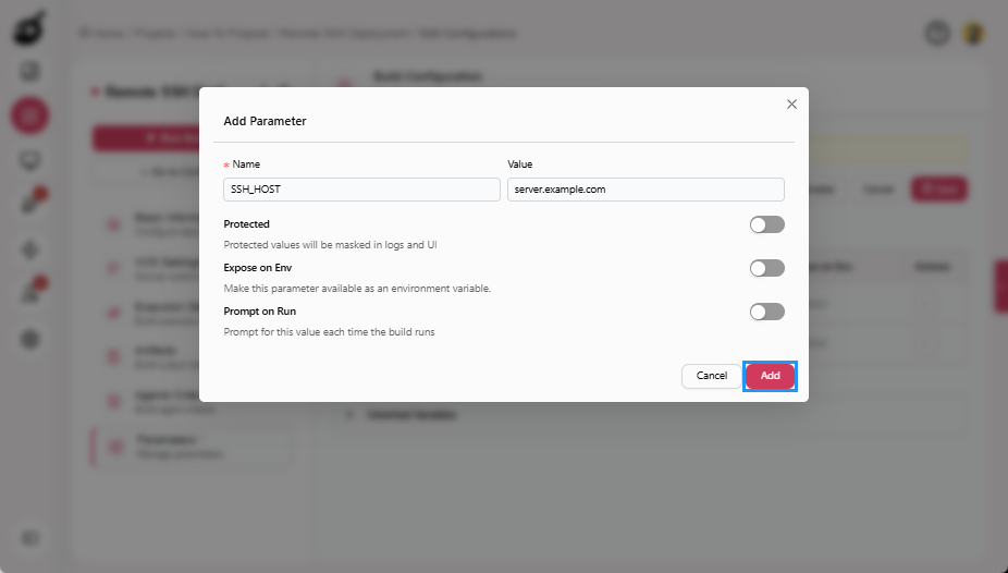 how-to-ssh-host-add-paramter-add-button