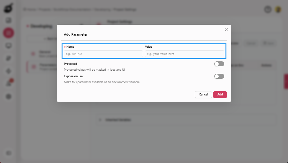project-add-parameter-name-value