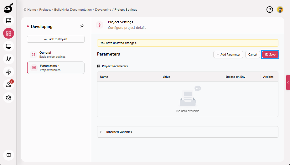 project-edit-project-parameters-tab-delete-save-button