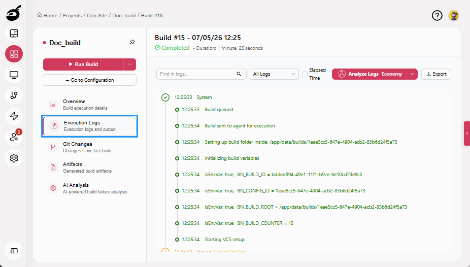 view-build-results-execution-log-tab